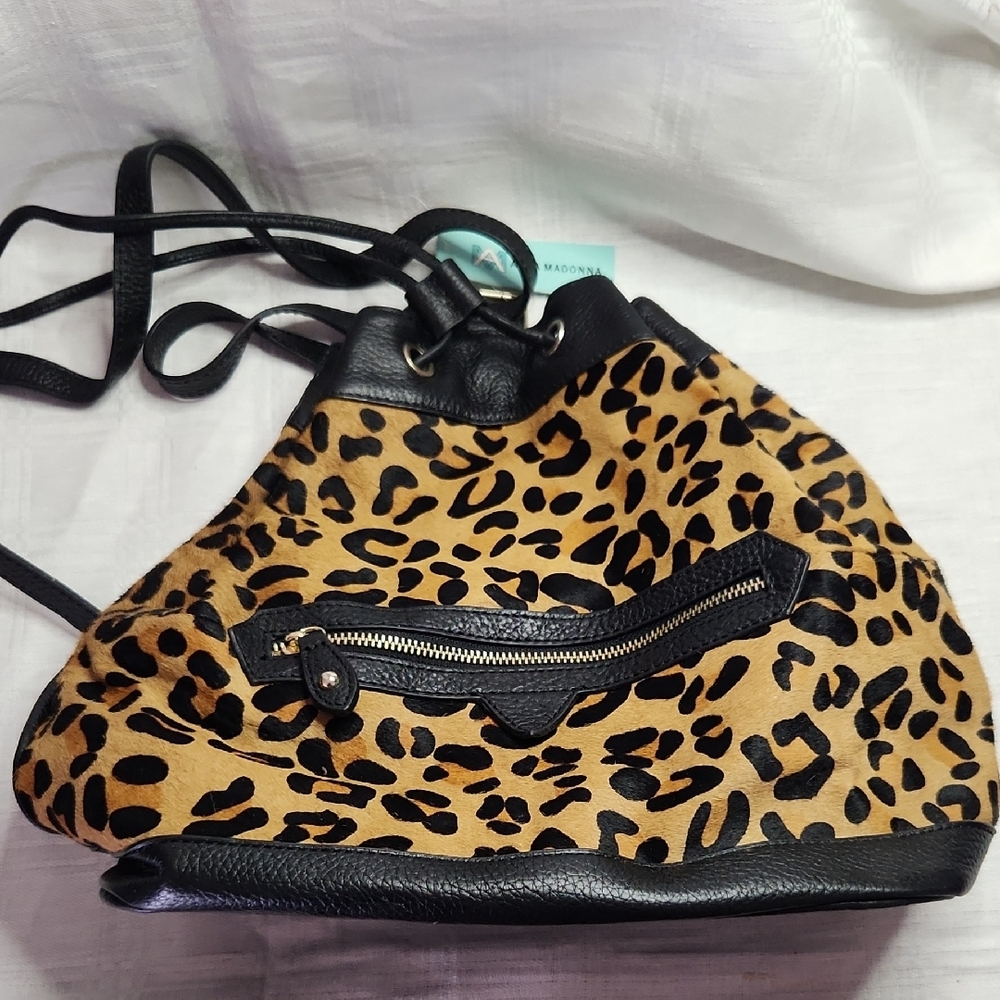 NWT Aqua Madonna Animal Print Backpack Purse